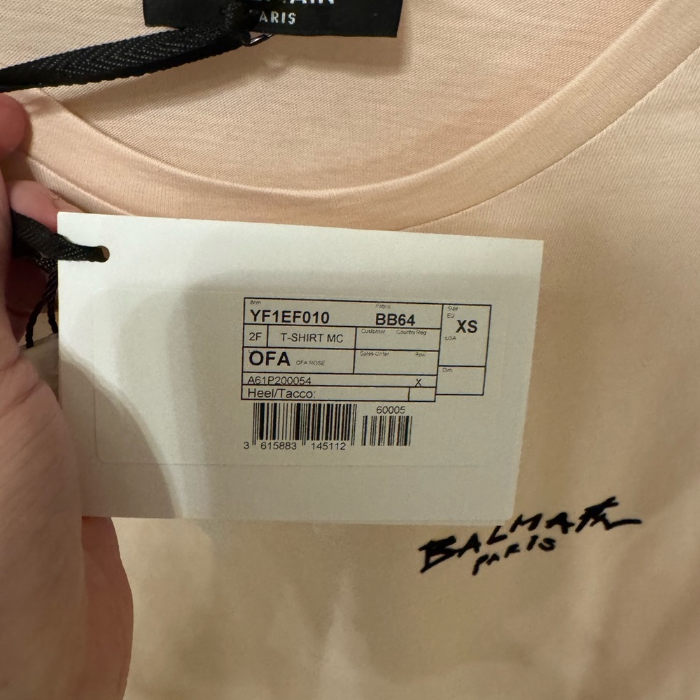 NWT Balmain Small Flocked Graffiti Logo Tee - Picture 3 of 5